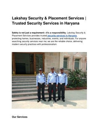 Lakshay Security & Placement Services _ Trusted Security Services in Haryana