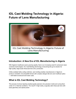 IOL Cast Molding Technology in Algeria