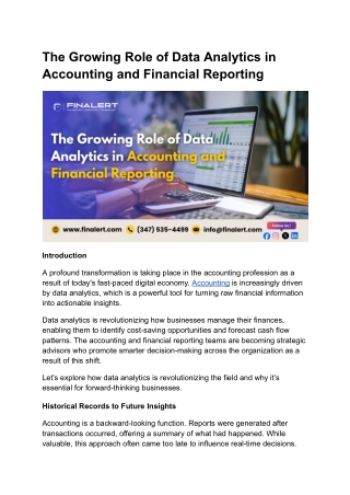 The Growing Role of Data Analytics in Accounting and Financial Reporting
