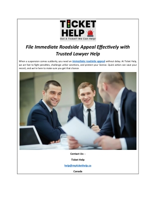File Immediate Roadside Appeal Effectively with Trusted Lawyer Help