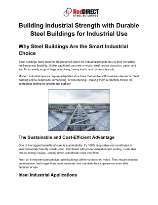 Building Industrial Strength with Durable Steel Buildings for Industrial Use