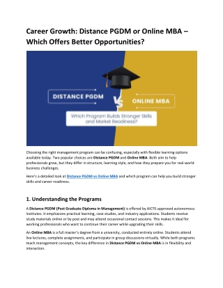 Career Growth Distance PGDM or Online MBA  Which Offers Better Opportunities