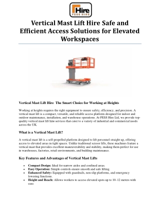 vertical mast lift hire safe and efficient access solutions for elevated workspaces