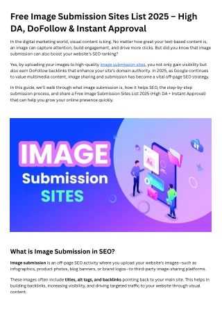 Free Image Submission Sites List 2025 – High DA, DoFollow & Instant Approval