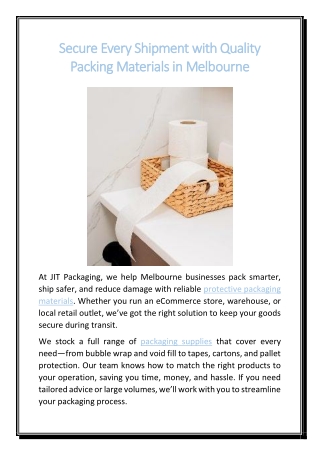 Secure Every Shipment with Quality Packing Materials in Melbourne