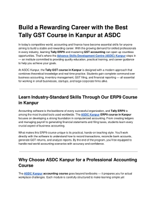 tally gst course in kanpur | erp9 course in kanpur | accounting course