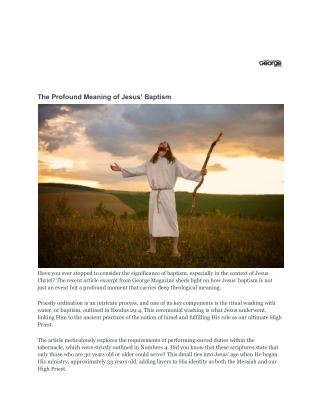 The Profound Meaning of Jesus’ Baptism