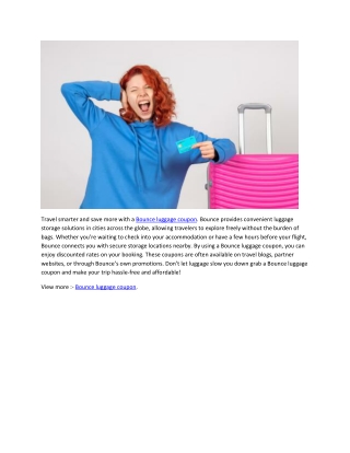 Bounce luggage coupon.