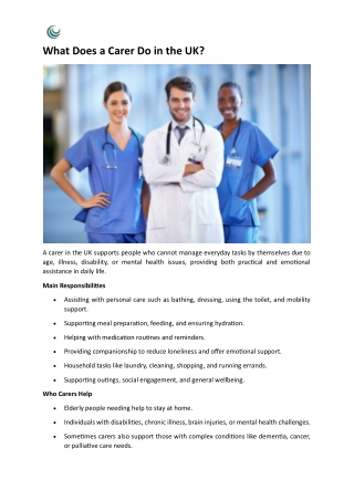 What Does a Carer Do in the UK