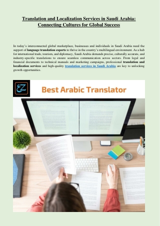 Translation and Localization Services in Saudi Arabia - Connecting Cultures for Global Success