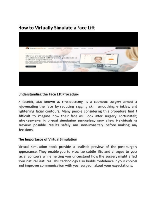 How to Virtually Simulate a Face Lift PDF