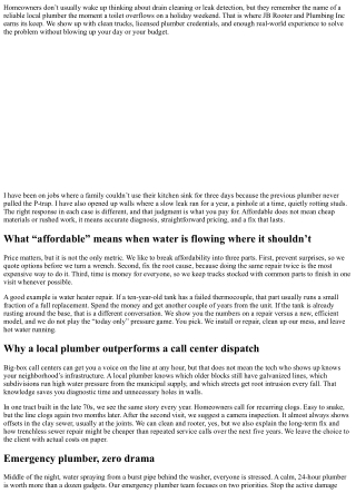 JB Rooter and Plumbing Inc: Your Affordable Local Plumber