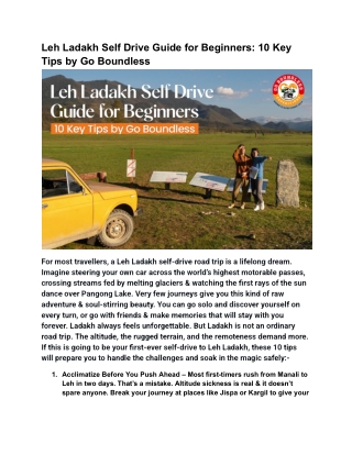 Leh Ladakh Self Drive Guide for Beginners_ 10 Key Tips by Go Boundless