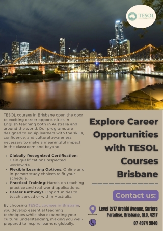 Explore Career Opportunities with TESOL Courses Brisbane