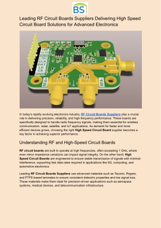 Leading RF Circuit Boards Suppliers | High Speed PCB Solutions