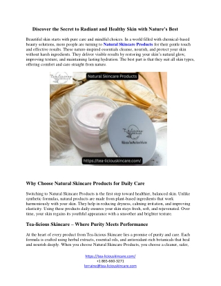 Discover the Secret to Radiant and Healthy Skin with Nature