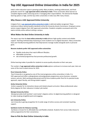 Top UGC Approved Online Universities in India for 2025