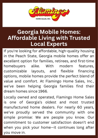 Georgia Mobile Homes Affordable Living with Trusted Local Experts