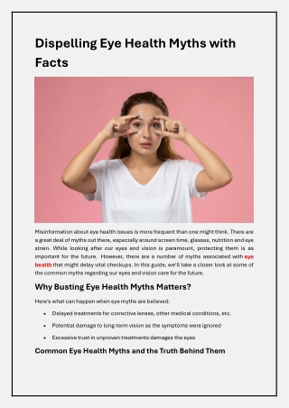 Eye Health Facts vs Myths: What You Need to Know