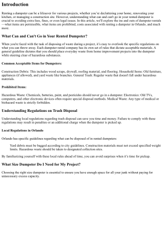 What Can and Can't Go in Your Rented Dumpster?