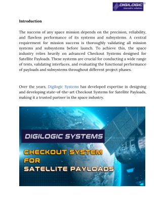 Checkout System for Satellite Payloads From Digilogic Systems