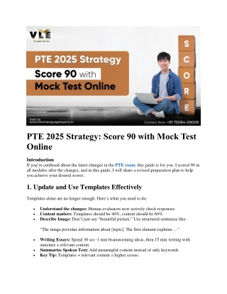 PTE 2025 Strategy Score 90 with Mock Test Online