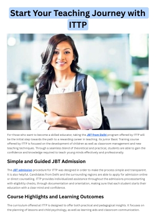Start Your Teaching Journey with ITTP