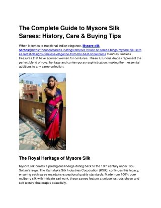 The Complete Guide to Mysore Silk Sarees_ History, Care & Buying Tips