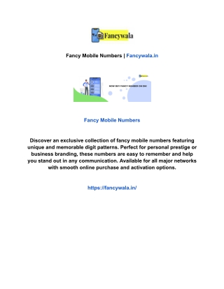 Fancy Mobile Numbers | Fancywala.in