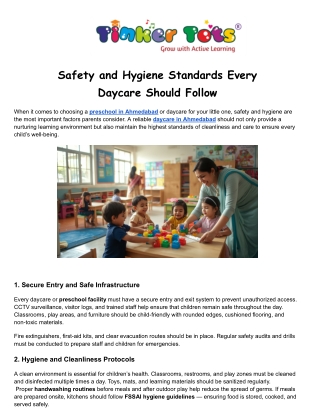Safety and Hygiene Standards Every Daycare and Preschool Should Follow