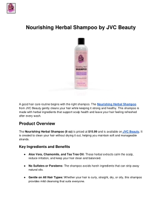 Nourishing Herbal Shampoo by JVC Beauty