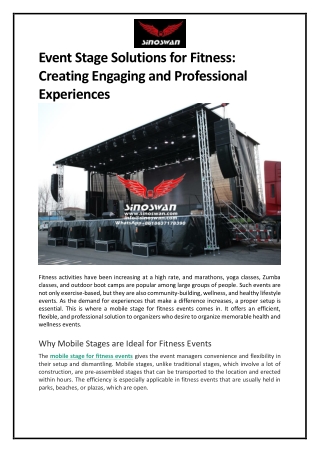 Event Stage Solutions for Fitness: Creating Engaging and Professional Experience