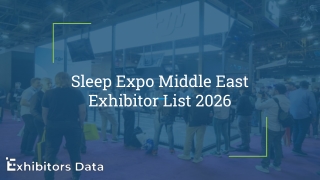 Sleep Expo Middle East Exhibitor List 2026