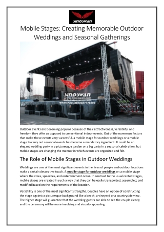 Mobile Stages: Creating Memorable Outdoor Weddings and Seasonal Gatherings