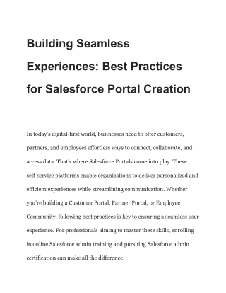 Building Seamless Experiences: Best Practices for Salesforce Portal Creation