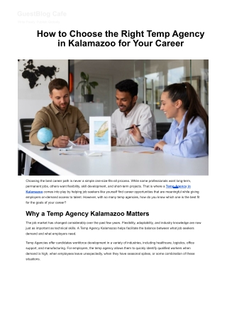 How to Choose the Right Temp Agency  in Kalamazoo for Your Career