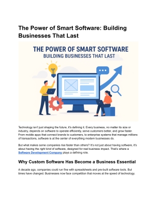 The Power of Smart Software: Building Businesses That Last