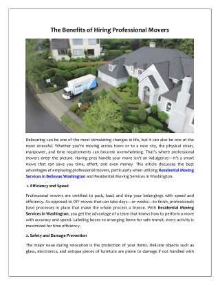 The Benefits of Hiring Professional Movers