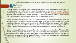 Unforgettable Jordan Family Adventures with Go Jordan Travel and Tourism