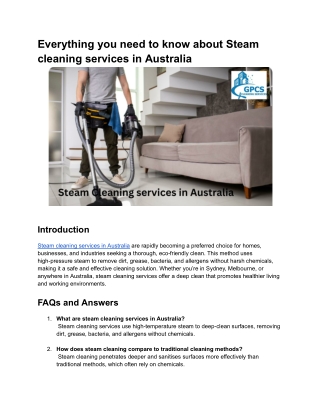 Everything you need to know about Steam cleaning services in Australia