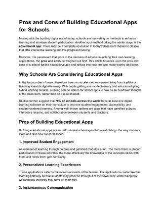 Pros and Cons of Building Educational Apps for Schools