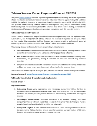 Tableau Services Market: Analysis of Present and Future Growth | 2035