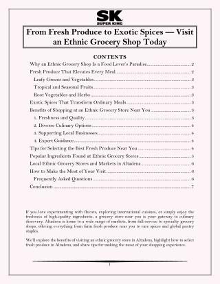 From Fresh Produce to Exotic Spices Visit an Ethnic Grocery Shop Today