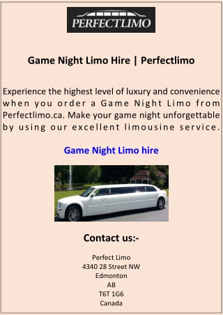 Game Night Limo Hire Perfectlimo