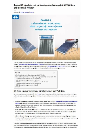 Đánh giá 5 sản phẩm máy nước nóng năng lượng mặt trời Việt Nam phổ biến nhất hiện nay