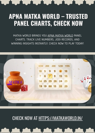 Apna Matka World – Trusted Panel Charts, Check Now