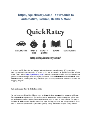 quickratey.com Your Guide to Automotive, Fashion, Health & More