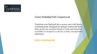 Luxury Swimming Pools  Luxpool.co.uk