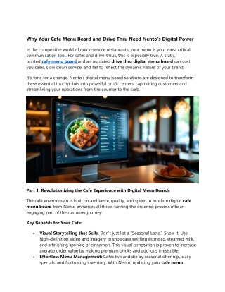 Boost Sales with Digital Cafe & Drive-Thru Menu Boards | Nento