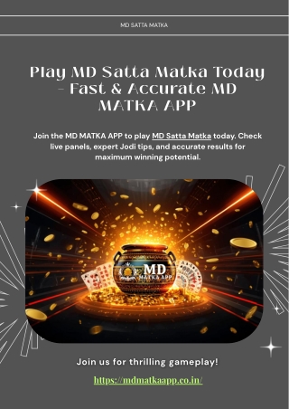 Play MD Satta Matka Today – Fast & Accurate MD MATKA APP